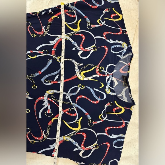 Rafaella Blue and Red Relaxed Tie Front Blouse - Picture 10 of 11